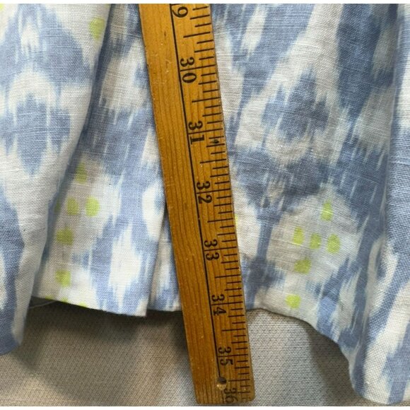 Gap Womens Sleeveless V-Neck Dress Size 2 Blue & Yellow Ikat Print 100% Linen - Picture 4 of 10